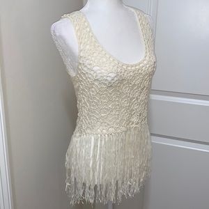 The Hanger Crochet Fringe Top in Cream